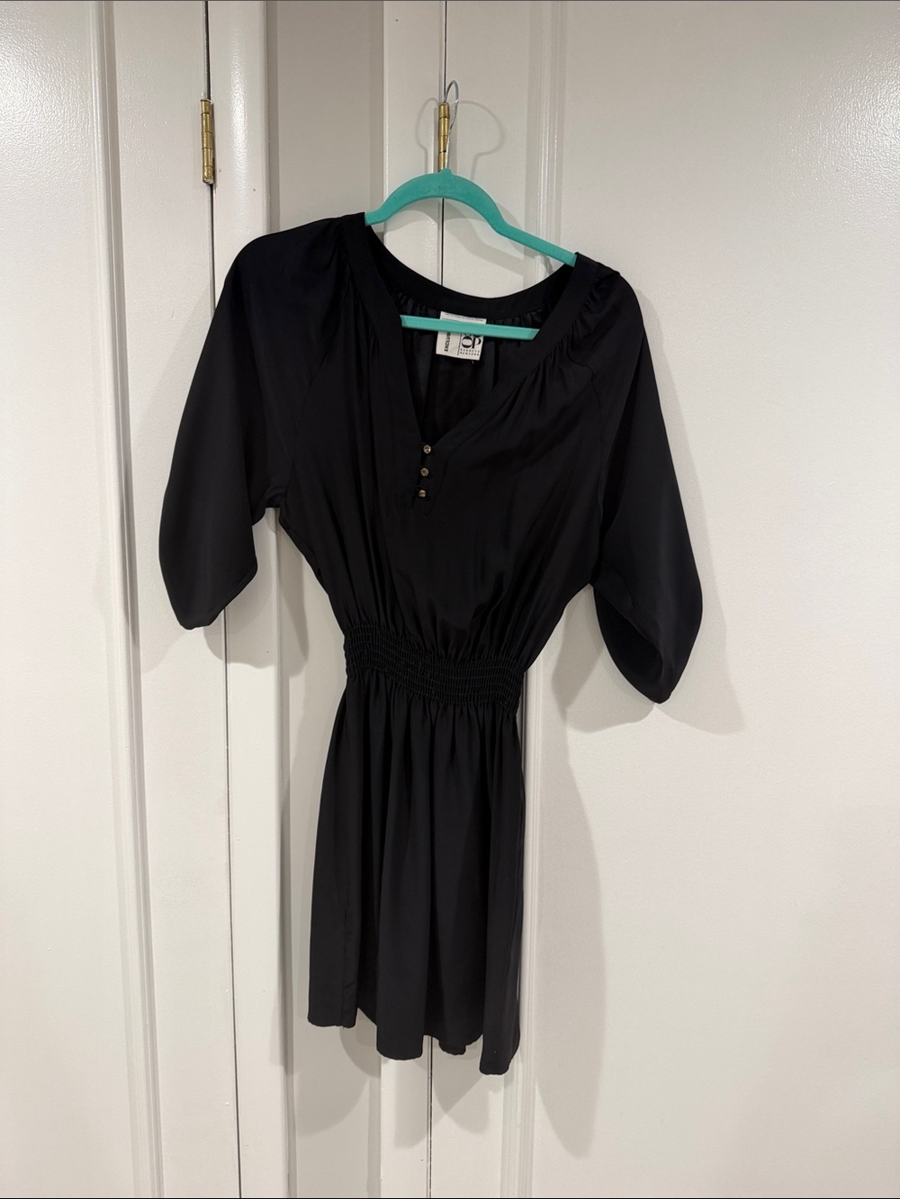 Barneys New York CO-OP Black Dress with Teal Accent